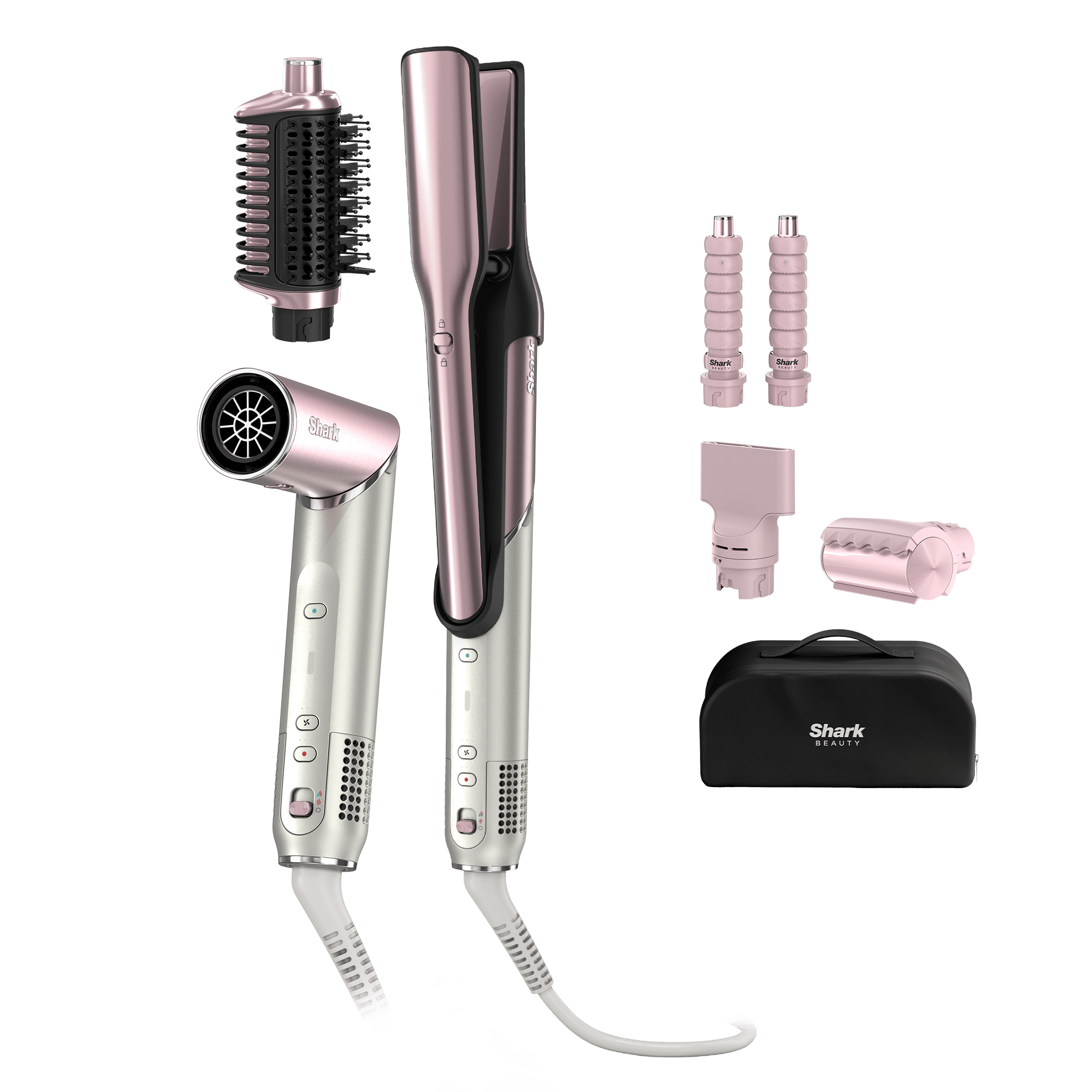 HD6051SUKPK_01.png Shark Glam Ceramic & Air Styling and Drying System with FrizzFighter in Pink | HD6051SUKPK | by SharkNinja - Image 1