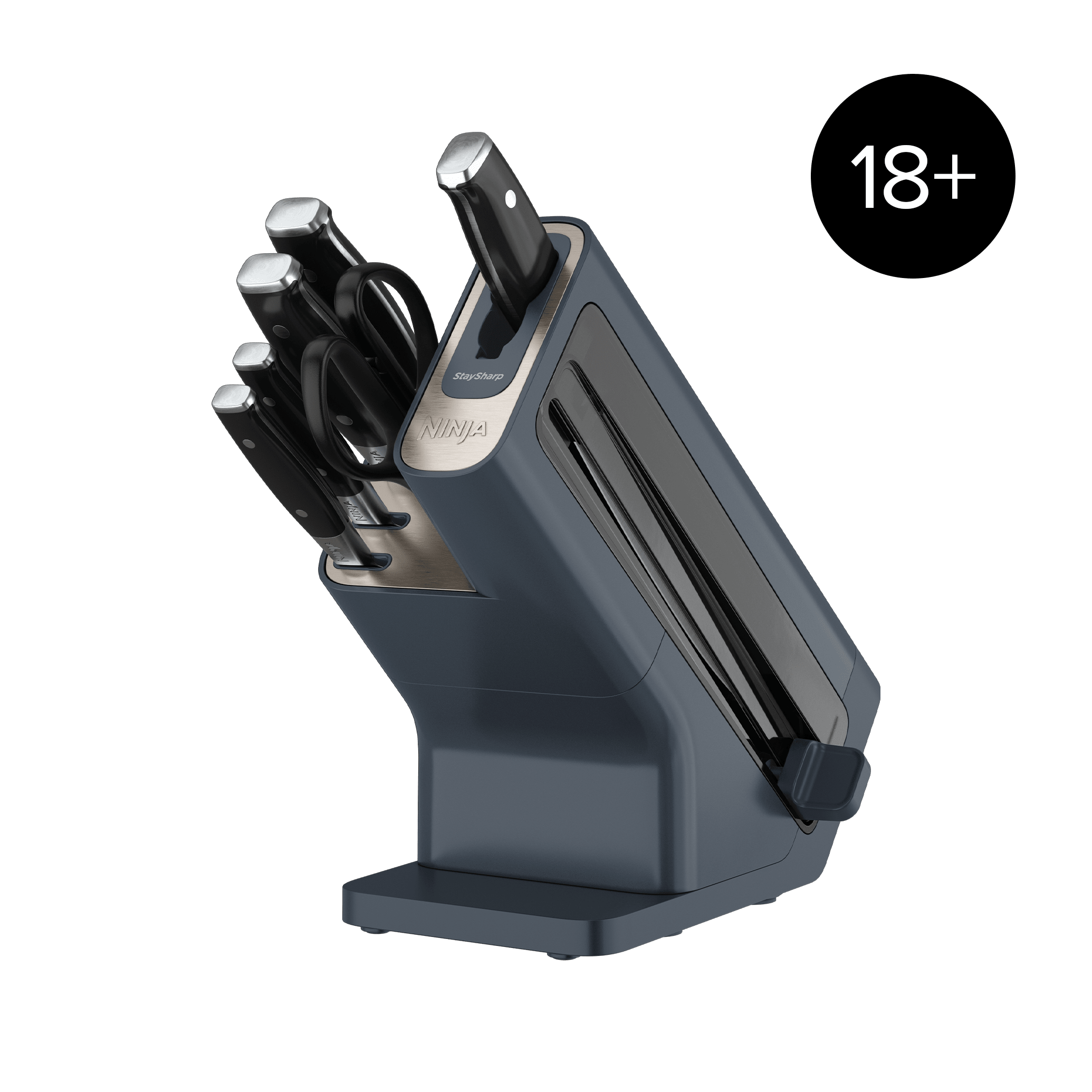 K32006UKCYD_01.png Ninja Foodi StaySharp Knife Block with Integrated Sharpener – 6-Piece Set in Cyber Space | K32006UKCYD | by SharkNinja - Image 1