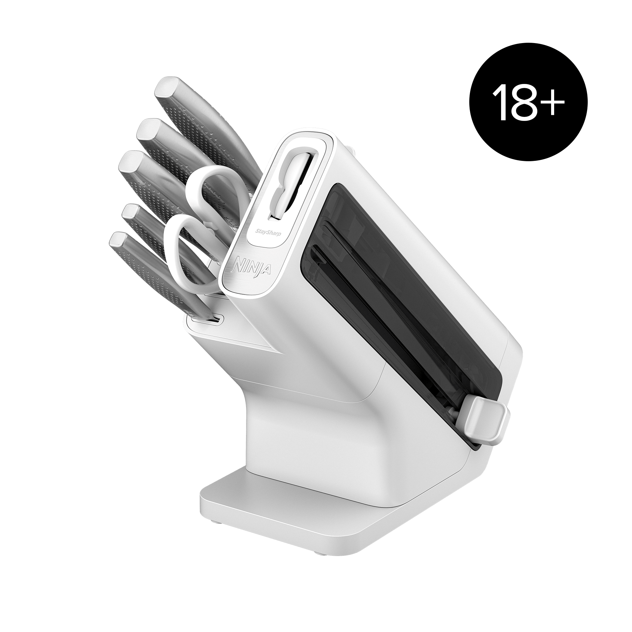K62006EUWH_01.png Ninja StaySharp Stainless 6-Piece Knife Set & Block – in White | K62006EUWH | by SharkNinja - Image 1