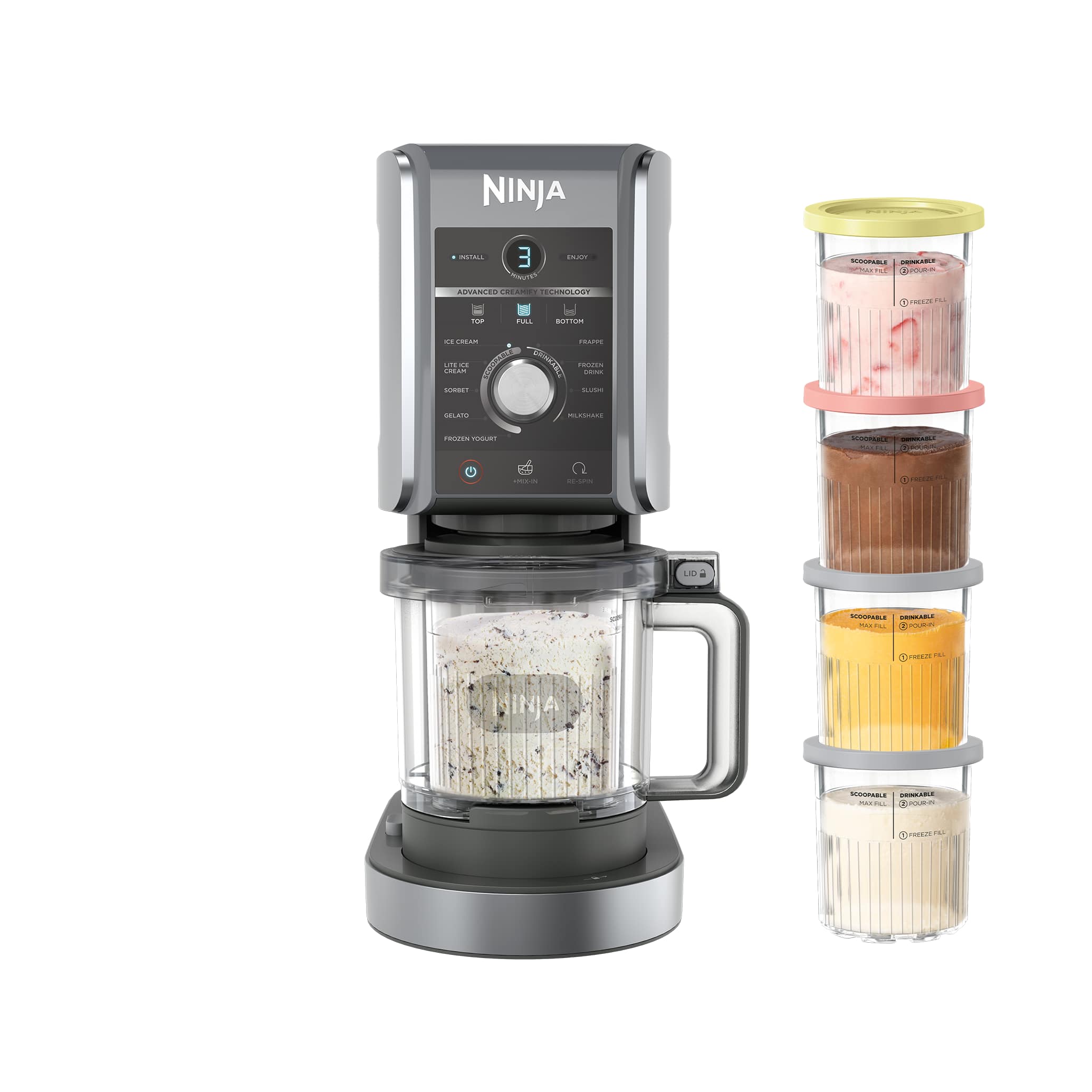 NC501TUBUK_01.jpg Ninja CREAMi Deluxe 10-in-1 Ice Cream and Frozen Drink Maker (4 Tub Bundle) in Black/Silver | NC501TUBUK | by SharkNinja - Image 1
