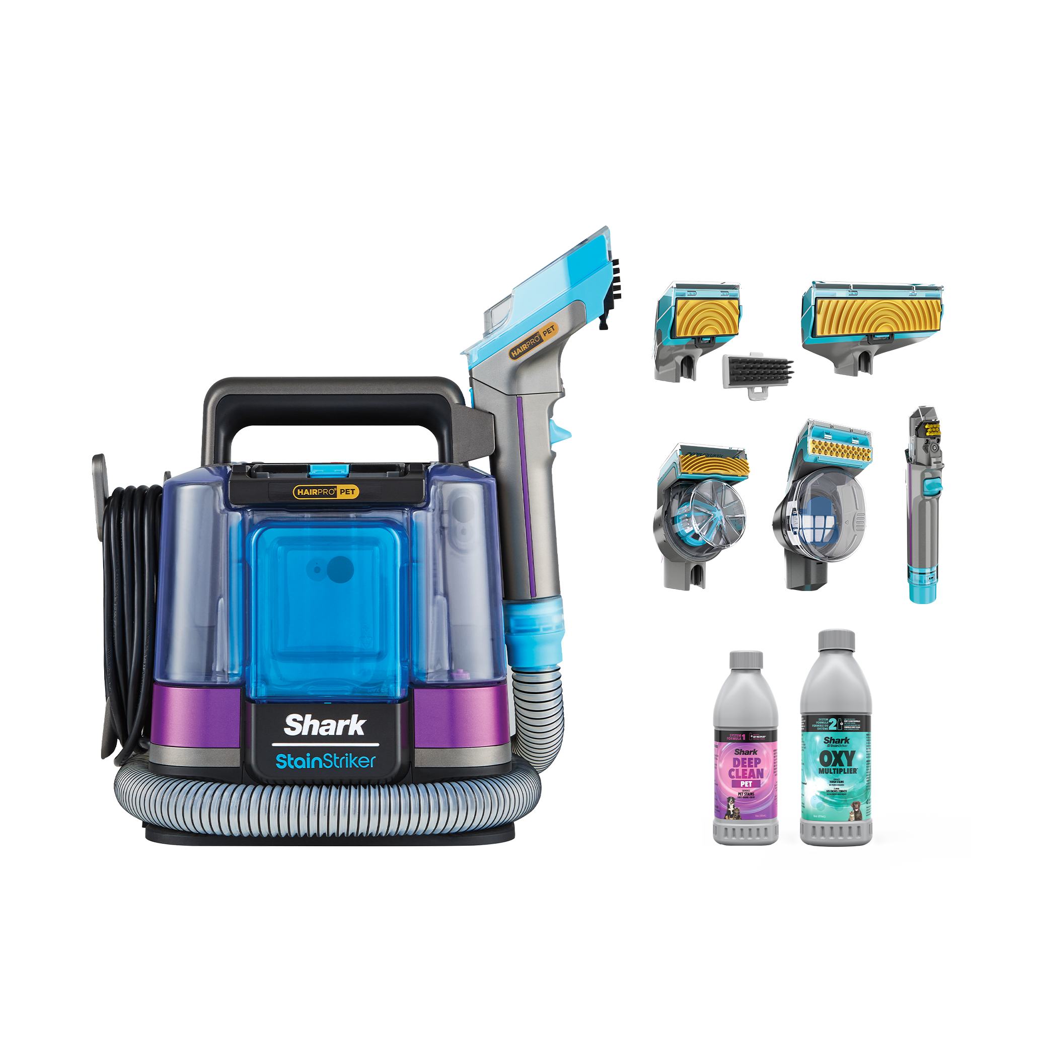 PX250UKT_01.png Shark StainStriker HairPro Pet Stain & Spot Cleaner in Dark Silver/Force Fuscia | PX250UKT | by SharkNinja - Image 1
